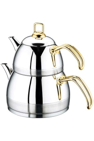 Large Size Steel Teapot Set Gold Handle Ela large size gold 165 - ÖZLİFE