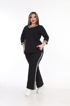 Large Size Striped Top-Bottom Knitted Suit - Mjora