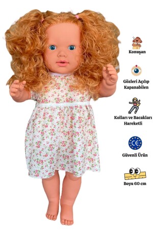 Large Size Turkish Speaking Light Brown Long Hair Meat Doll Toy (60 CM) - Gamze Oyuncak