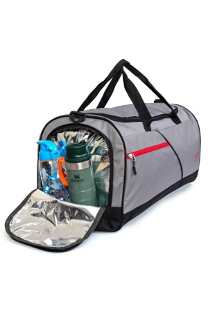 Large Size Unisex Gray Sports Fitness and Travel Bag with Shoe Compartment Thermos - Solo Bag