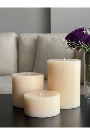 Large Triple Cylinder Candle, Scented Decorative Block Candle cylinder - Luz&Brillante
