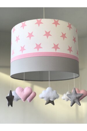Large White Pink Star Baby Kids Room Chandelier with Pendant Lamp1 - atölye ay ışığı