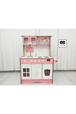 Large Wooden Toy Kitchen Set with Surprise Gift - 3 Mm 105 Cm - Emrin Ahşap Oyuncak Ve Hediyelik Eşya