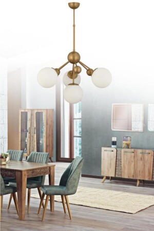 Larin 4-Piece Antique White Globe Glass Chandelier 160504000573 - İstanbul Avize