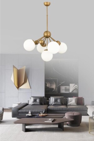 Larin 5-Piece Antique White Globe Glass Chandelier 16050400445 - İstanbul Avize