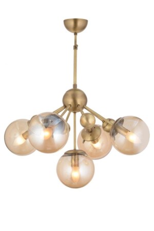 Ların 5-Piece Antique Yellow Globe Glass Chandelier 16050400445 - İstanbul Avize