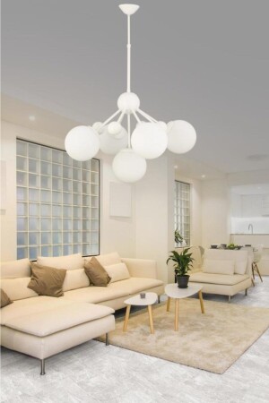 Larin 5'li Beyaz Beyaz Glop Camlı Avize 16050400445 - İstanbul Avize