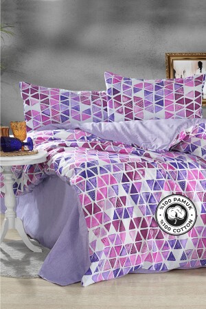 Laris 100% Cotton Duvet Cover Set Double (4 Pieces) Q-NEV-99724 - Evlen Home Collection