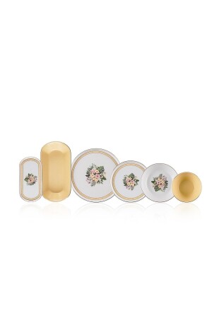 Larosa 27-teiliges Tafelservice mit goldvergoldetem Gelb-Weiß-Blumenmuster für 6 Personen 5128 SR-05128/2 - ACAR
