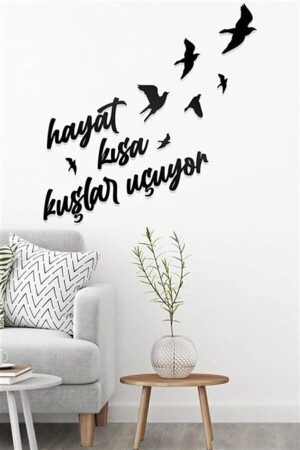 Laser Cut Wood Life is Short Birds Are Flying Decorative Wall Ornament 12 - 10Kdekor
