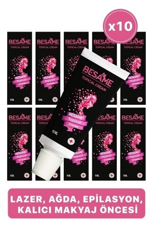 Laser Epilation with Anesthesia Effect - Tattoo - Filler, Botox and Pre-Waxing Topical Cream 10 Ml - Set of 10 - Besame