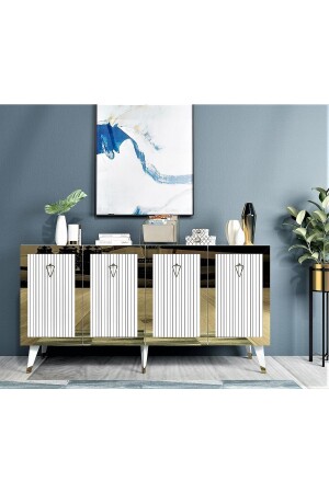 Laser Patterned Bare Console White-gold BAREKNS - DEMONTE DECOR
