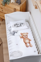 Lastikli Çarşaf Seti (60X120 YÜKSEKLİK 15) - Pure Baby Serisi - Balon Tutan Ayı ETCSLC2BPB331 - Tuğba Kuğu