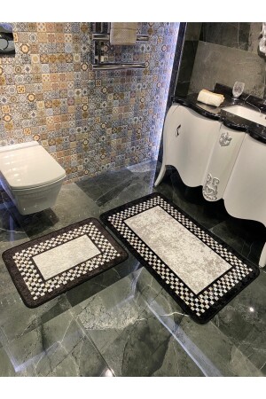Latex Base Without Fringe (70X110 - 70X50) Double Bath Mat Set BYDMGZ-MEGAN - Brillant