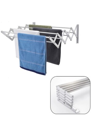 Laundry Balcony Drying Rack Accordion Clothes Drying Rack 85cm-9 Rod Aluminum Wall Mounted kurtma-85 - Depolife