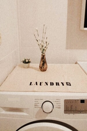Laundry Embroidered Washing Machine Cover Bathroom Decoration Organizer Cover - Hanles