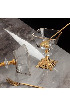Lava Glass Luxury Gold Footed Bowl 6-Piece Magnolia Ice Cream Holder MGNL6 - daisyglass