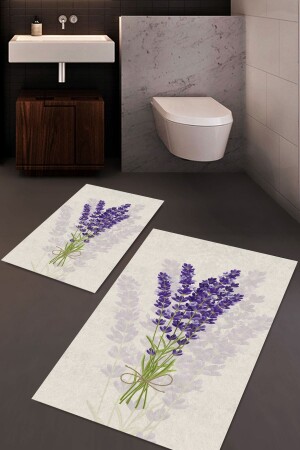 Badezimmerteppich-Set mit Lavendelmuster (60 x 100/40 x 60) – Cp371 CP371 - CAPPİO HALI