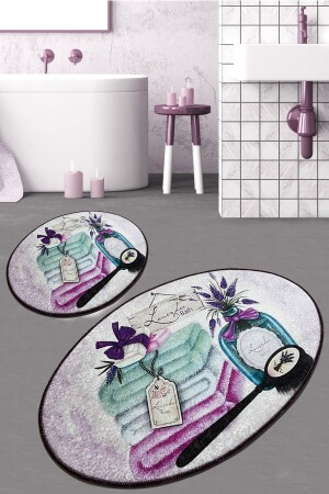 LAVANTA Dijital 2 LI SET Klozet Takımı Banyo Paspas Seti Halısı 8682125917504 - Chilai Home