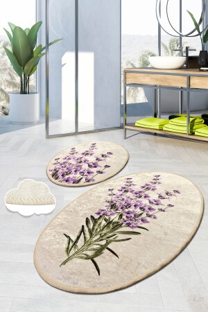 Lavender Digital 2 Piece Set Toilet Set Bath Mat Set Carpet Washable - Chilai Home