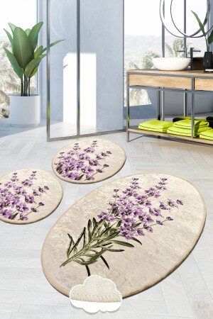 Lavender Djt 3 Piece Set Bath Mat Toilet Set - Chilai Home