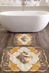 Lazer Kesim Post Desenli Gold 2'li Halı Takımı (60x100-40x60) - Cp1417 CP-BNY01417 - CAPPİO HALI