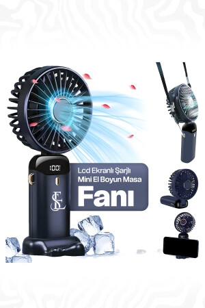 Lcd Ekranlı Şarjlı Mini El Boyun Masa Fanı Seyahat Taşınabilir Fan Aralığı Şarjlı Yüksek Şarj - En Siga