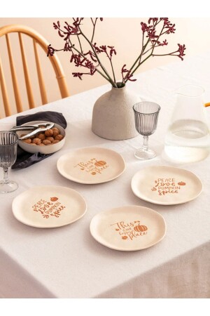LCW HOME Bedrucktes Keramik-Kuchenteller-Set mit 4 Stück - Lc Waikiki