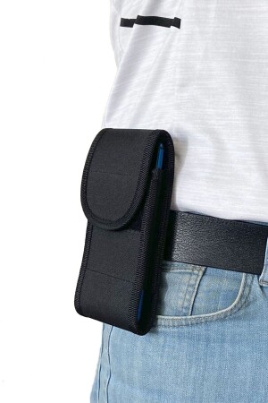 Ld170 Canvas Fabric Belt Mounted Phone Case with Velcro Cover LD-00170 - Lederax