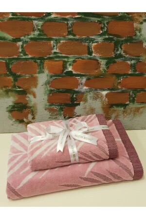 Leaf Bath Towel Set - 2 Pieces - Pink PRA-5489484-0993 - Özdilek