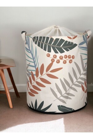 Leaf Patterned Folding Dirty Laundry In-Cabinet Children's Room Toy Organizer Storage Basket 37x40 - Prendi Home