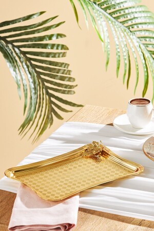 Leafy Rectangular Tray Gold 600. 15. 01. 2825-1 - Emsan