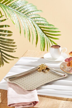 Leafy Rectangular Tray Platinum 600. 15. 01. 2825-1 - Emsan