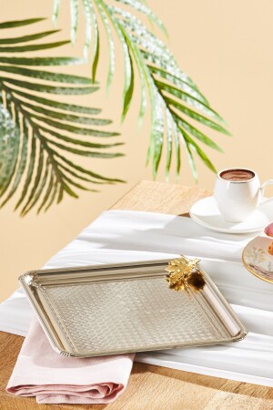 Leafy Square Tray Platinum 600. 15. 01. 2823-1 - Emsan