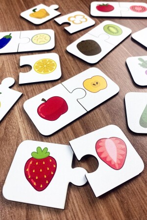 Learning Fruits Wooden Two Piece Matching Game Preschool Baby Educational Toy - Enjoymydesign