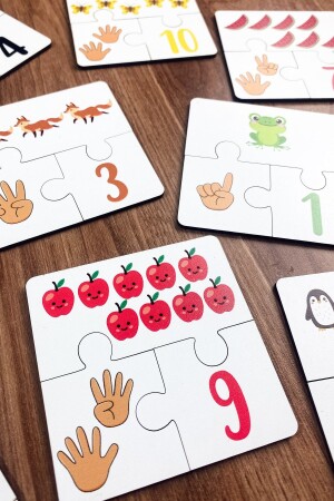 Learning Numbers 10 Piece Wooden Three Piece Matching Game Preschool Wooden Educational Toy - Enjoymydesign