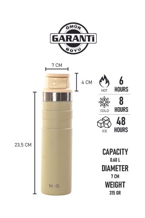 Lebenslange Garantie Active Plus Edelstahl-Thermoskanne Vanille 0,60 l (20 oz) - TANQ