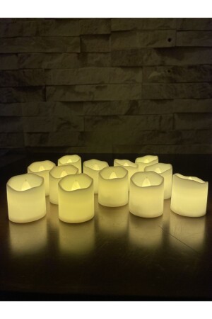 LED Candle Tealight Light Smokeless Flame Yellow Battery Operated LED Candle 12 Batteries Included - Civcivstore