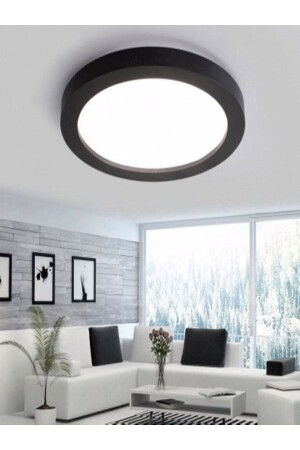 Led Ceiling WC Pantry Office Lamp 24 W Round Luminaire Surface Mounted Black Case White Light 6500 K 220 V KDRSBLACK PANEL10 - KADERTEKNO