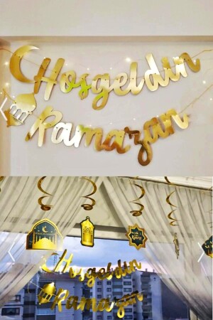LED Lighted Welcome Ramadan Sign Eid al-Fitr Ceiling Ornament Sultan of 11 Months Religious Ornament Ornament Set All Ages - Huzur Party Store