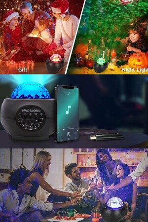 Led Music Star Projector Lamp Wireless Sound Control Multi Color Switching Light Starry Water Lamp re43a - Utelips