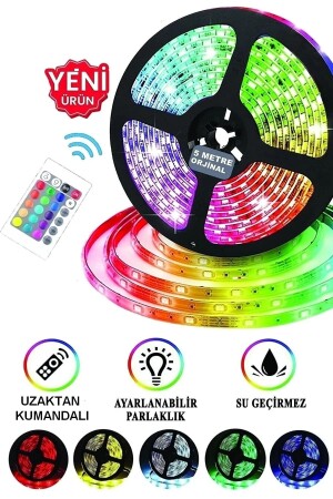 LED Strip Light RGB 5 Meters Ready Set Plug and Play Remote Controlled Adapter Silicone Ledon0001 - Genel Markalar
