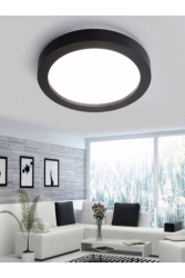 Led Tavan Wc Kiler Ofis Lambası 24 W Yuvarlak Armatür Sıva Üstü Siyah Kasa Beyaz Işık 6500 K 220 V KDRSİYAHPANEL10 - KADERTEKNO
