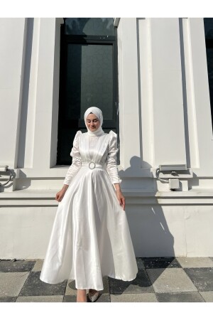 Leila Tesettür Abiye Beyaz - Leilatelier