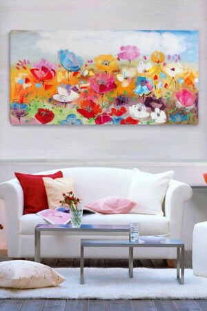 Leinwandgemälde mit bunten Blumen, 30 x 60 cm, RNGRENKÇİÇKLR012 - ColorVision