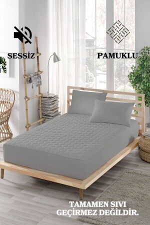 Leiser farbiger Matratzenschoner, grauer Matratzenschoner, gesteppte Baumwolle, Einzelbett, Doppelbett, Babymatratzen ELYPRKR00580 - ELY PARKER