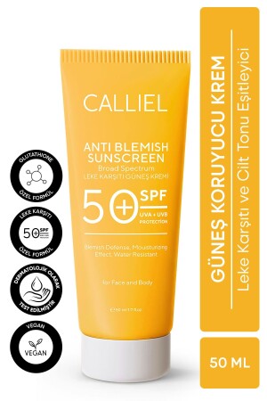 Leke Karşıtı Tüm Ciltler Için Yüksek Korumalı 50 Spf Güneş Kremi Glutatyon Etkili 50 ml TYCDOGKT4N168924123101759 - CALLİEL