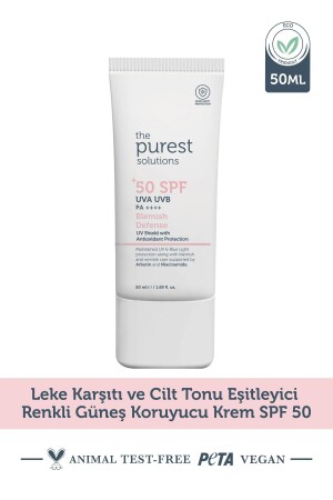 Leke Karşıtı ve Cilt Tonu Eşitleyici Renkli Güneş Koruyucu Krem SPF 50- 50 ml - The Purest Solutions