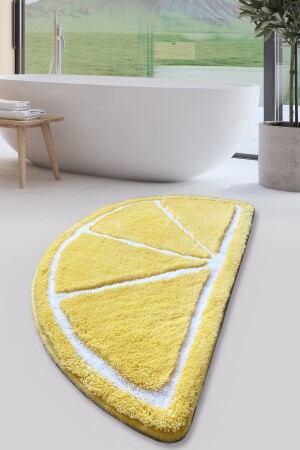 Lemon Yellow Bathroom Rug Washable, Non-Slip Base 8694545034474 - Chilai Home