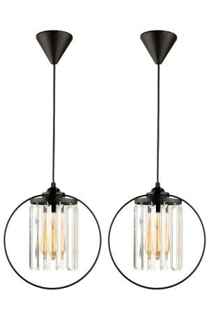 Lemos Crystal Stone Single Chandelier Black 2 Pieces BEG1390-2 - Begüsa